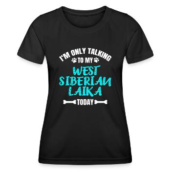 Laïka de Sibérie occidentale - T-shirt sport Femme - noir - Devant - AI Model Female 172 light (172cm)