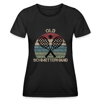 Alte Schmetterhand Tennis - Frauen Funktions-T-Shirt - Schwarz - Vorne - AI Model Female 172 light (172cm)