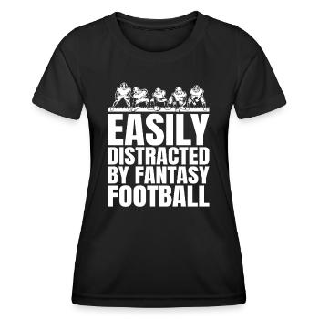 Lustig, leicht von Fantasy Football abgelenkt - Frauen Funktions-T-Shirt - Schwarz - Vorne - AI Model Female 172 light (172cm)