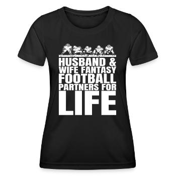 Lustige Paar-Fantasie-Fußball-Partner - Frauen Funktions-T-Shirt - Schwarz - Vorne - AI Model Female 172 light (172cm)