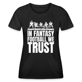 Lustige Herren, denen wir im Fantasy-Fußball - Frauen Funktions-T-Shirt - Schwarz - Vorne - AI Model Female 172 light (172cm)