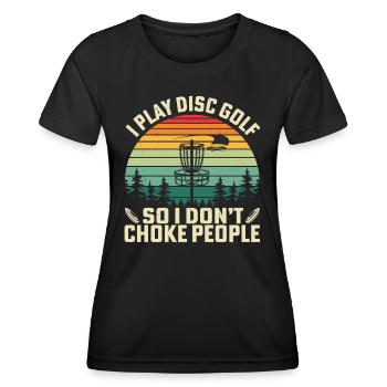 Je joue au disc golf pour ne pas étouffer les gens - T-shirt sport Femme - noir - Devant - AI Model Female 172 light (172cm)