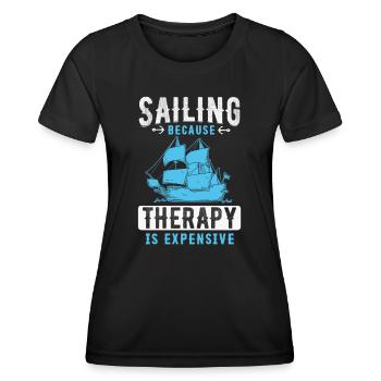 Sailing Because Therapy Is Expensive - Frauen Funktions-T-Shirt - Schwarz - Vorne - AI Model Female 172 light (172cm)