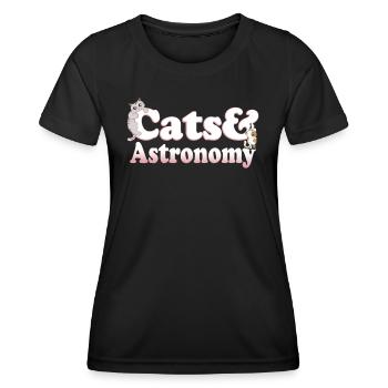 Cute Kawaii Cats And Astronomy Women's Cat and - Women's Functional T-Shirt - black - Front - AI Model Female 172 light (172cm)