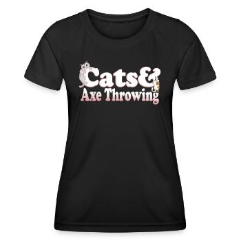Chats mignons de Kawaii et hache jetant le chat des femmes et - T-shirt sport Femme - noir - Devant - AI Model Female 172 light (172cm)