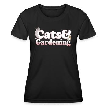 Cute Kawaii Cats And Gardening Women's Cat and - Women's Functional T-Shirt - black - Front - AI Model Female 172 light (172cm)