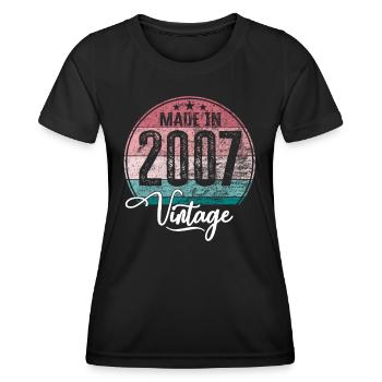 Vintage Made in 2007 Geburtsjahr 2007 Geburtstag - Frauen Funktions-T-Shirt - Schwarz - Vorne - AI Model Female 172 light (172cm)