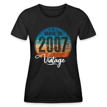 Vintage Made in 2007 Geburtsjahr 2007 Geburtstag - Frauen Funktions-T-Shirt - Schwarz - Vorne - AI Model Female 172 light (172cm)