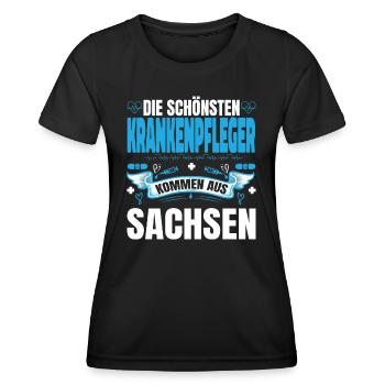 Die Schönsten Krankenpfleger Kommen Aus Sachsen - Frauen Funktions-T-Shirt - Schwarz - Vorne - AI Model Female 172 light (172cm)
