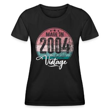 Vintage Fabriqué en 2004 Année de naissance 2004 Anniversaire - T-shirt sport Femme - noir - Devant - AI Model Female 172 light (172cm)