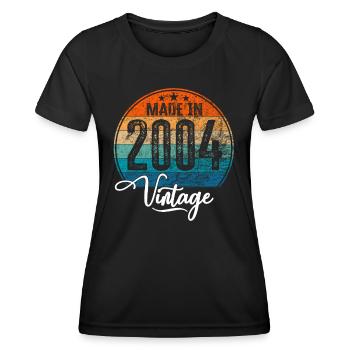 Vintage Fabriqué en 2004 Année de naissance 2004 Anniversaire - T-shirt sport Femme - noir - Devant - AI Model Female 172 light (172cm)