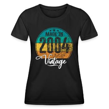 Vintage Fabriqué en 2004 Année de naissance 2004 Anniversaire - T-shirt sport Femme - noir - Devant - AI Model Female 172 light (172cm)