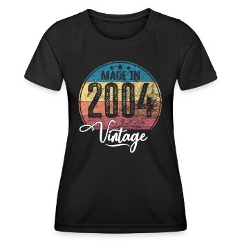 Millésime Fabriqué en 2004 Année de naissance 2004 Anniversaire - T-shirt sport Femme - noir - Devant - AI Model Female 172 light (172cm)