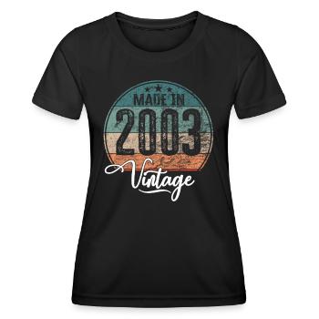 Vintage Made in 2003 Year of birth 2003 Birthday - Women's Functional T-Shirt - black - Front - AI Model Female 172 light (172cm)