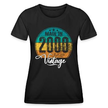 Vintage Fabriqué en 2000 Année de naissance 2000 Anniversaire - T-shirt sport Femme - noir - Devant - AI Model Female 172 light (172cm)