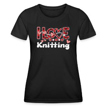 I Love Knitting Girls Knitting - Women's Functional T-Shirt - black - Front - AI Model Female 172 light (172cm)