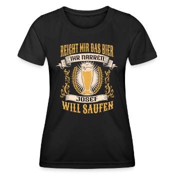 Reicht Mir Das Bier Josef Saufen Namen - Frauen Funktions-T-Shirt - Schwarz - Vorne - AI Model Female 172 light (172cm)