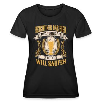 Reicht Mir Das Bier Siegfried Saufen Namen - Frauen Funktions-T-Shirt - Schwarz - Vorne - AI Model Female 172 light (172cm)