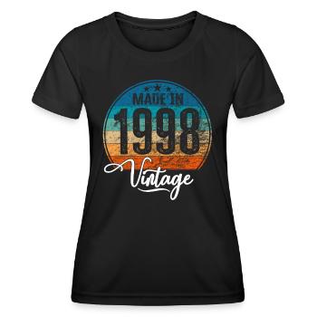 Vintage Made in 1998 Year of birth 1998 Birthday - Women's Functional T-Shirt - black - Front - AI Model Female 172 light (172cm)