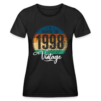 Vintage Made in 1998 Year of birth 1998 Birthday - Women's Functional T-Shirt - black - Front - AI Model Female 172 light (172cm)