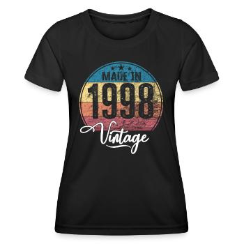 Vintage Made in 1998 Year of birth 1998 Birthday - Women's Functional T-Shirt - black - Front - AI Model Female 172 light (172cm)