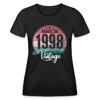 Vintage Made in 1998 Year of birth 1998 Birthday - Women's Functional T-Shirt - black - Front - AI Model Female 172 light (172cm)