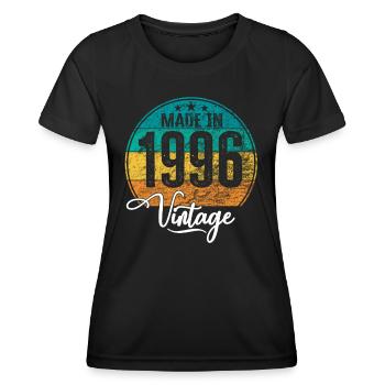 Millésime Fabriqué en 1996 Année de naissance 1996 Anniversaire - T-shirt sport Femme - noir - Devant - AI Model Female 172 light (172cm)