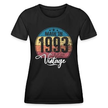 Millésime Fabriqué en 1993 Année de naissance 1993 Anniversaire - T-shirt sport Femme - noir - Devant - AI Model Female 172 light (172cm)
