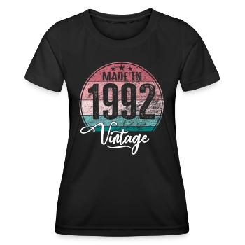Vintage Made in 1992 Geburtsjahr 1992 Geburtstag - Frauen Funktions-T-Shirt - Schwarz - Vorne - AI Model Female 172 light (172cm)