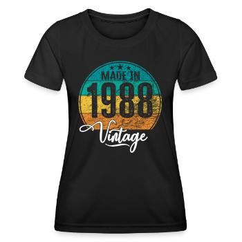 Millésime Fabriqué en 1988 Année de naissance 1988 Anniversaire - T-shirt sport Femme - noir - Devant - AI Model Female 172 light (172cm)