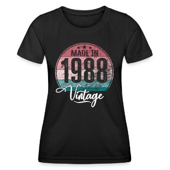 Millésime Fabriqué en 1988 Année de naissance 1988 Anniversaire - T-shirt sport Femme - noir - Devant - AI Model Female 172 light (172cm)