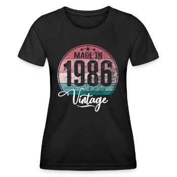 Vintage Made in 1986 Year of birth 1986 Birthday - Women's Functional T-Shirt - black - Front - AI Model Female 172 light (172cm)