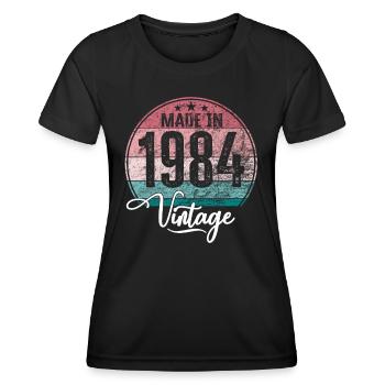 Vintage Made in 1984 Geburtsjahr 1984 Geburtstag - Frauen Funktions-T-Shirt - Schwarz - Vorne - AI Model Female 172 light (172cm)