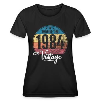 Vintage Made in 1984 Geburtsjahr 1984 Geburtstag - Frauen Funktions-T-Shirt - Schwarz - Vorne - AI Model Female 172 light (172cm)