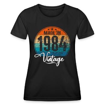 Vintage Made in 1984 Geburtsjahr 1984 Geburtstag - Frauen Funktions-T-Shirt - Schwarz - Vorne - AI Model Female 172 light (172cm)