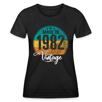 Vintage Made in 1982 Geburtsjahr 1982 Geburtstag - Frauen Funktions-T-Shirt - Schwarz - Vorne - AI Model Female 172 light (172cm)