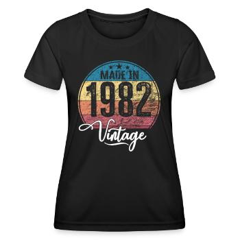 Vintage Made in 1982 Geburtsjahr 1982 Geburtstag - Frauen Funktions-T-Shirt - Schwarz - Vorne - AI Model Female 172 light (172cm)