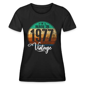 Vintage Made in 1977 Year of birth 1977 Birthday - Women's Functional T-Shirt - black - Front - AI Model Female 172 light (172cm)