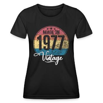 Vintage Made in 1977 Year of birth 1977 Birthday - Women's Functional T-Shirt - black - Front - AI Model Female 172 light (172cm)