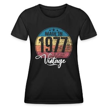 Vintage Made in 1977 Year of birth 1977 Birthday - Women's Functional T-Shirt - black - Front - AI Model Female 172 light (172cm)