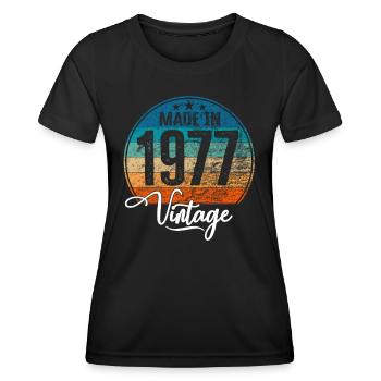 Vintage Made in 1977 Year of birth 1977 Birthday - Women's Functional T-Shirt - black - Front - AI Model Female 172 light (172cm)
