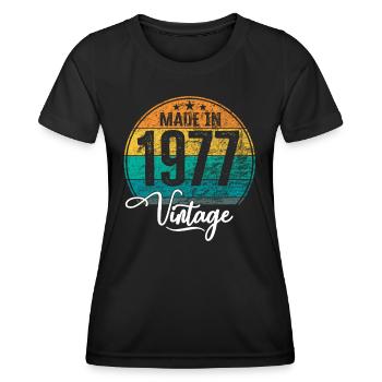 Vintage Made in 1977 Year of birth 1977 Birthday - Women's Functional T-Shirt - black - Front - AI Model Female 172 light (172cm)