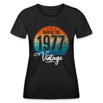 Vintage Made in 1977 Year of birth 1977 Birthday - Women's Functional T-Shirt - black - Front - AI Model Female 172 light (172cm)