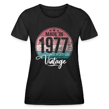 Vintage Made in 1977 Year of birth 1977 Birthday - Women's Functional T-Shirt - black - Front - AI Model Female 172 light (172cm)