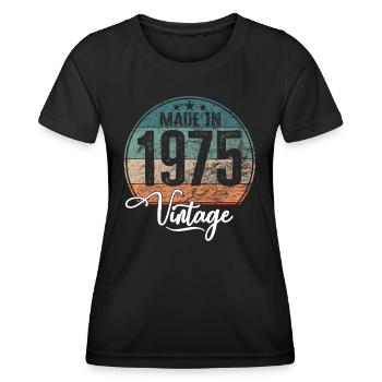 Vintage Made in 1975 Geburtsjahr 1975 Geburtstag - Frauen Funktions-T-Shirt - Schwarz - Vorne - AI Model Female 172 light (172cm)