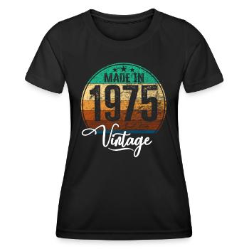 Vintage Made in 1975 Geburtsjahr 1975 Geburtstag - Frauen Funktions-T-Shirt - Schwarz - Vorne - AI Model Female 172 light (172cm)