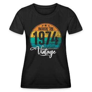 Vintage Made in 1974 Geburtsjahr 1974 Geburtstag - Frauen Funktions-T-Shirt - Schwarz - Vorne - AI Model Female 172 light (172cm)