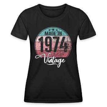 Vintage Made in 1974 Geburtsjahr 1974 Geburtstag - Frauen Funktions-T-Shirt - Schwarz - Vorne - AI Model Female 172 light (172cm)