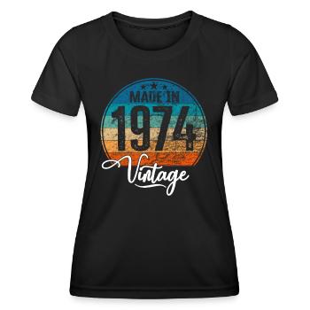 Vintage Made in 1974 Geburtsjahr 1974 Geburtstag - Frauen Funktions-T-Shirt - Schwarz - Vorne - AI Model Female 172 light (172cm)