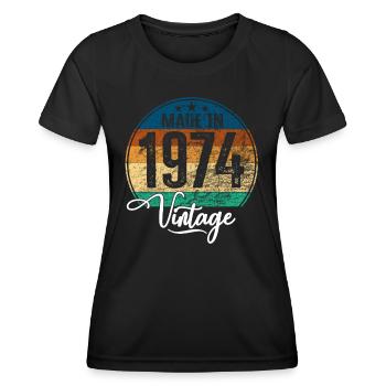 Vintage Made in 1974 Geburtsjahr 1974 Geburtstag - Frauen Funktions-T-Shirt - Schwarz - Vorne - AI Model Female 172 light (172cm)
